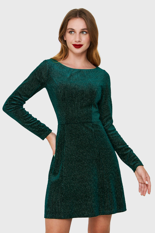 Vestido Plush Brillos Verde Oscuro
