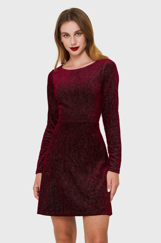 Vestido Plush Brillos Burdeo