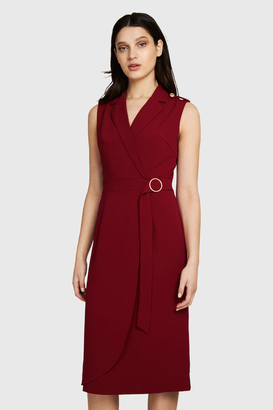 Vestido Solapa Cruzada Burdeo