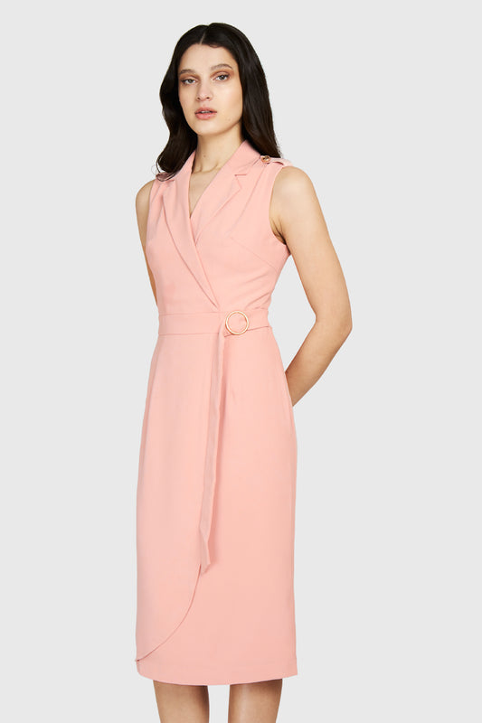 Vestido Solapa Cruzada Rosado