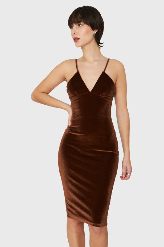 Vestido Plush Midi Café