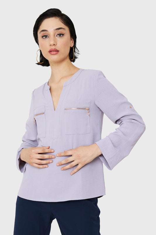 Blusa Cuello Mao Gris