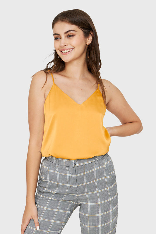Top Básico Tipo Satín Amarillo