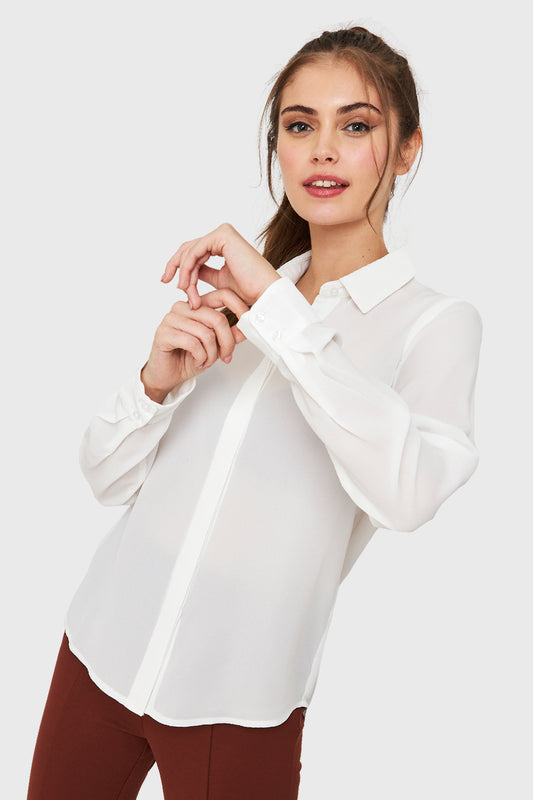Blusa Básica Botonera Invisible Blanco