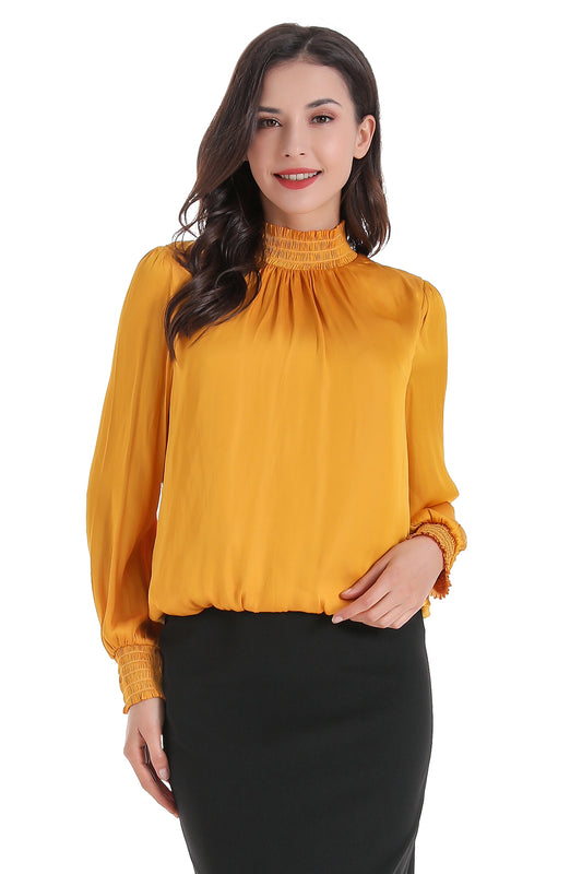 Blusa Escote Cruzado Espalda Mostaza