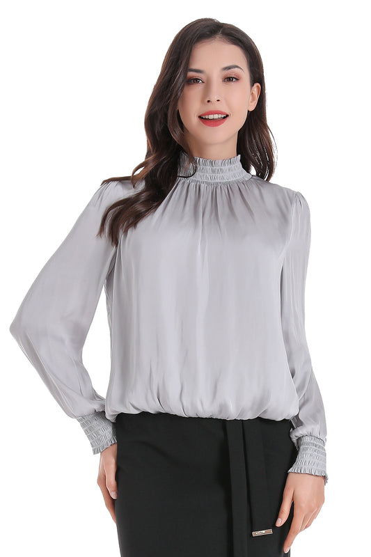 Blusa Escote Cruzado Espalda Gris