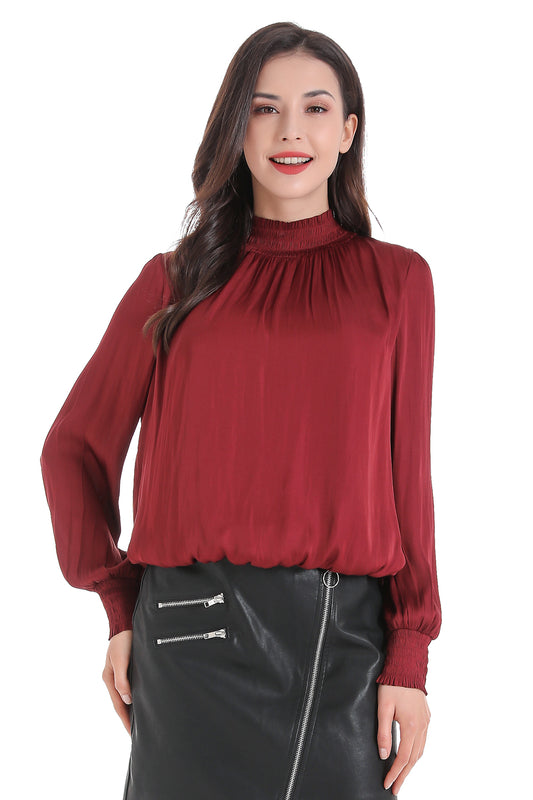 Blusa Escote Cruzado Espalda Burdeo