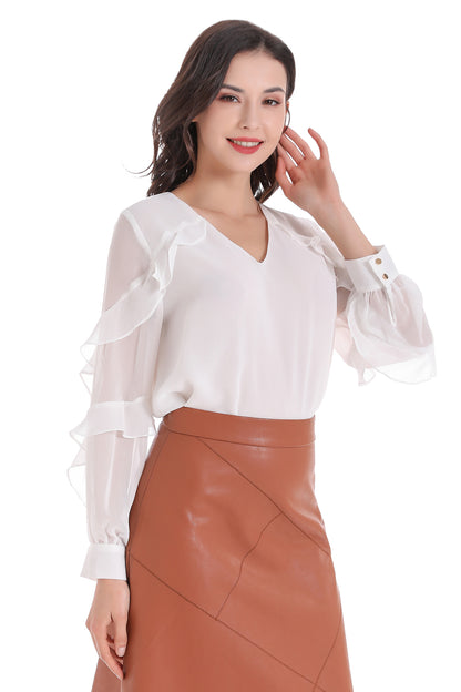 Blusa Volantes Mangas Blanco