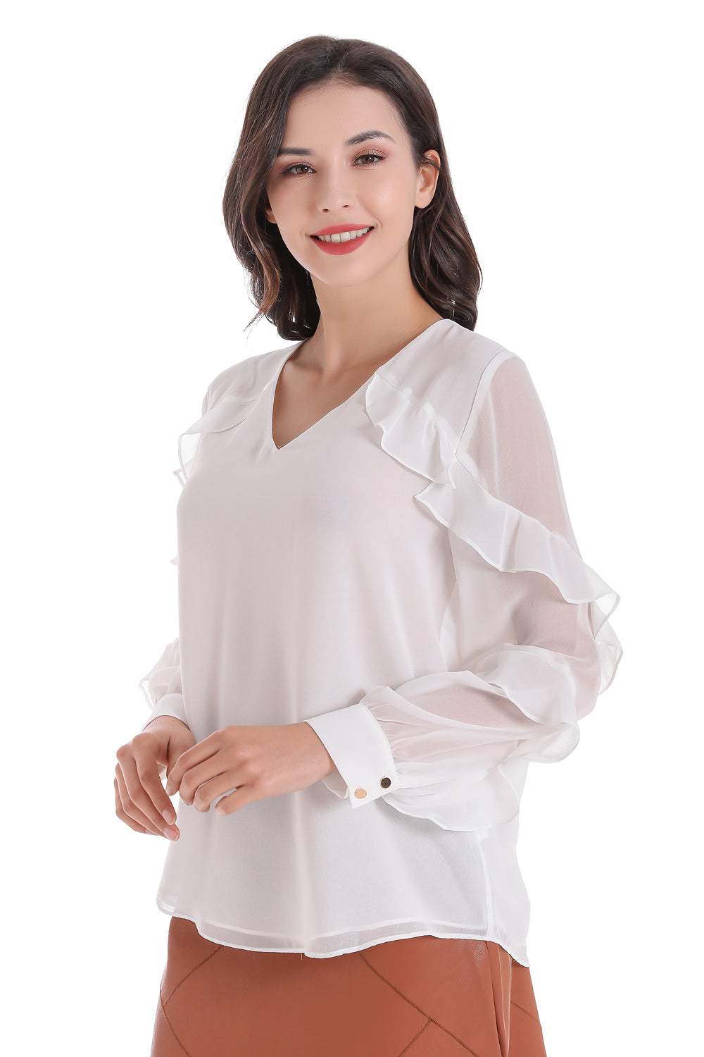 Blusa Volantes Mangas Blanco