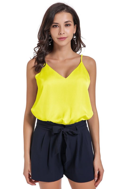 Body Tipo Satín Amarillo
