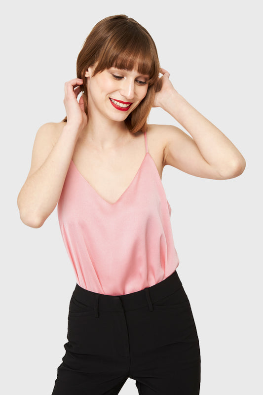 Body Tipo Satín Rosa
