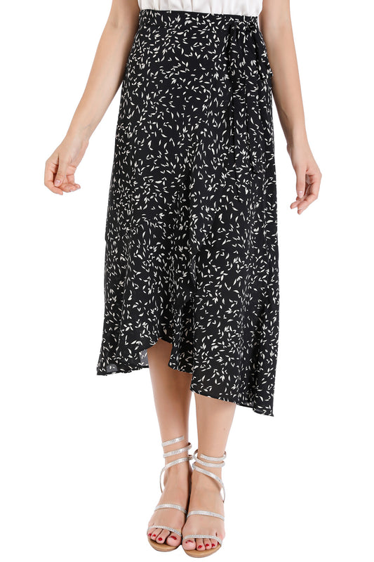 Falda Hojitas Cruzada Negro