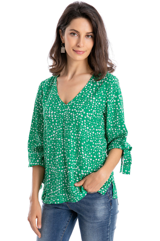 Blusa Mini Flores Lazo Verde