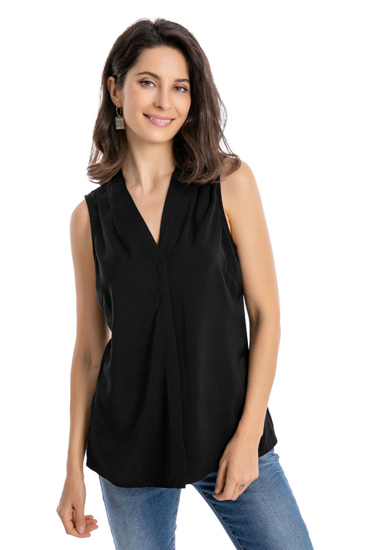 Blusa Pinzas Hombros Negro