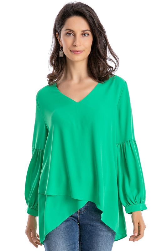 Blusa Capas Asimétrica Verde