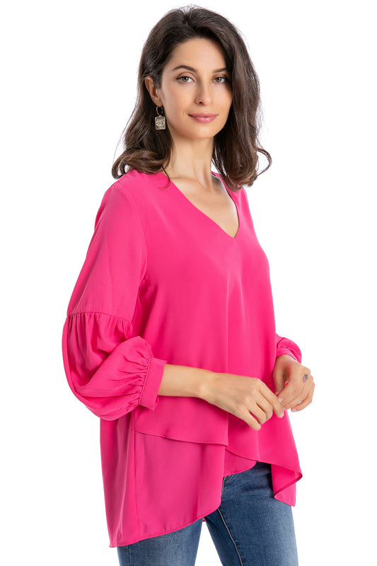 Blusa Capas Asimétrica Fucsia