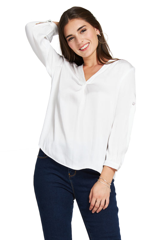 Blusa Manga Ajustable Blanco