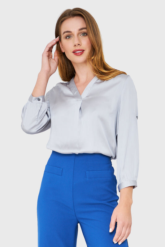Blusa Manga Ajustable Gris