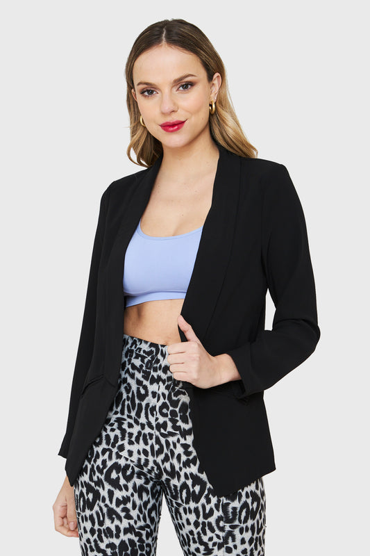 Blazer Solapa Larga Negro