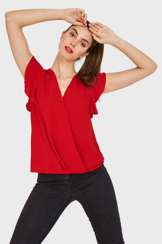 Blusa Escote Cruzado Rojo