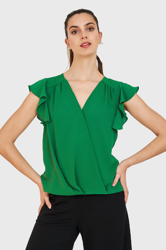 Blusa Escote Cruzado Verde