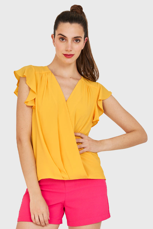 Blusa Escote Cruzado Amarillo