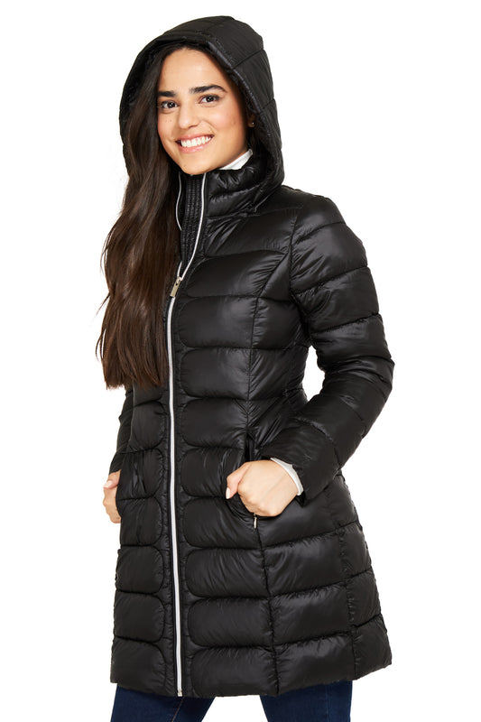 Parka Acolchada Gorro Desmontable Negro