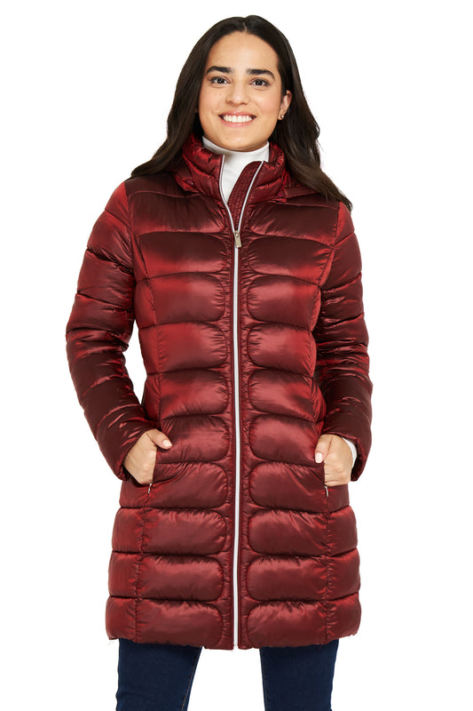 Parka Acolchada Gorro Desmontable  Rojo