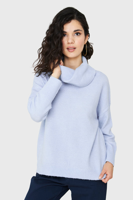Sweater Cuello Alto Celeste