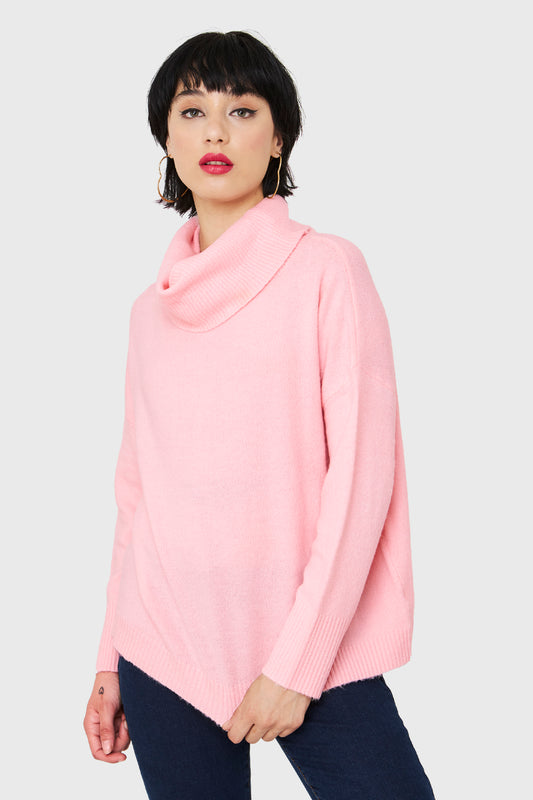 Sweater Cuello Alto Rosa