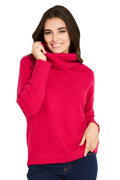 Sweater Cuello Alto Fucsia