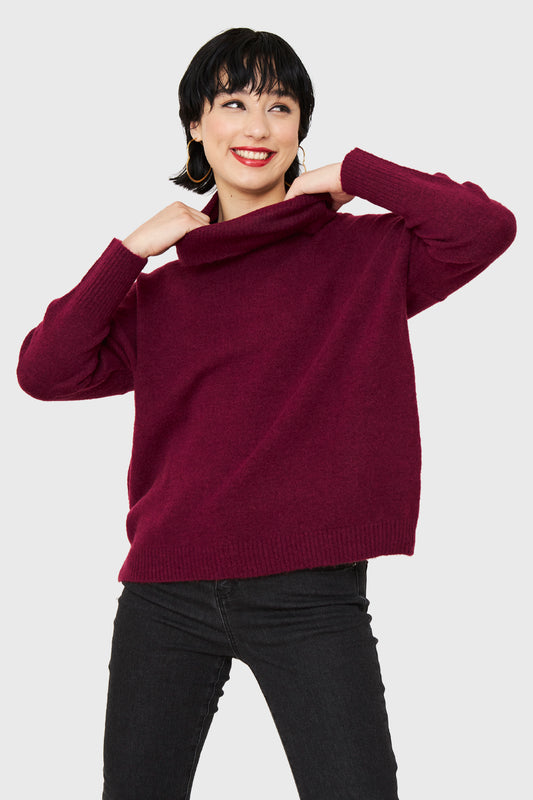 Sweater Cuello Alto Burdeo