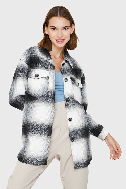 Sobrecamisa Cuadrillé Bolsillos Negro