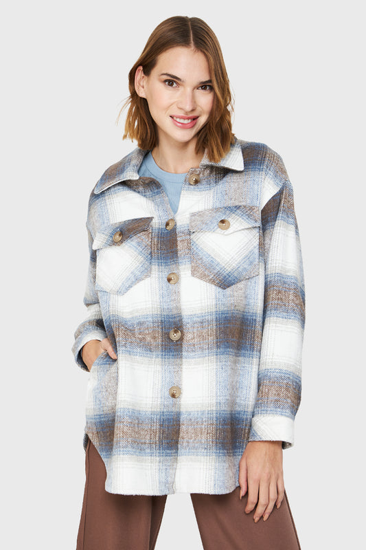 Sobrecamisa Cuadrillé Bolsillos Azul