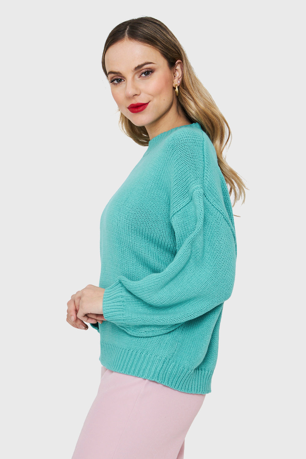 Sweater Básico Holgado Turquesa
