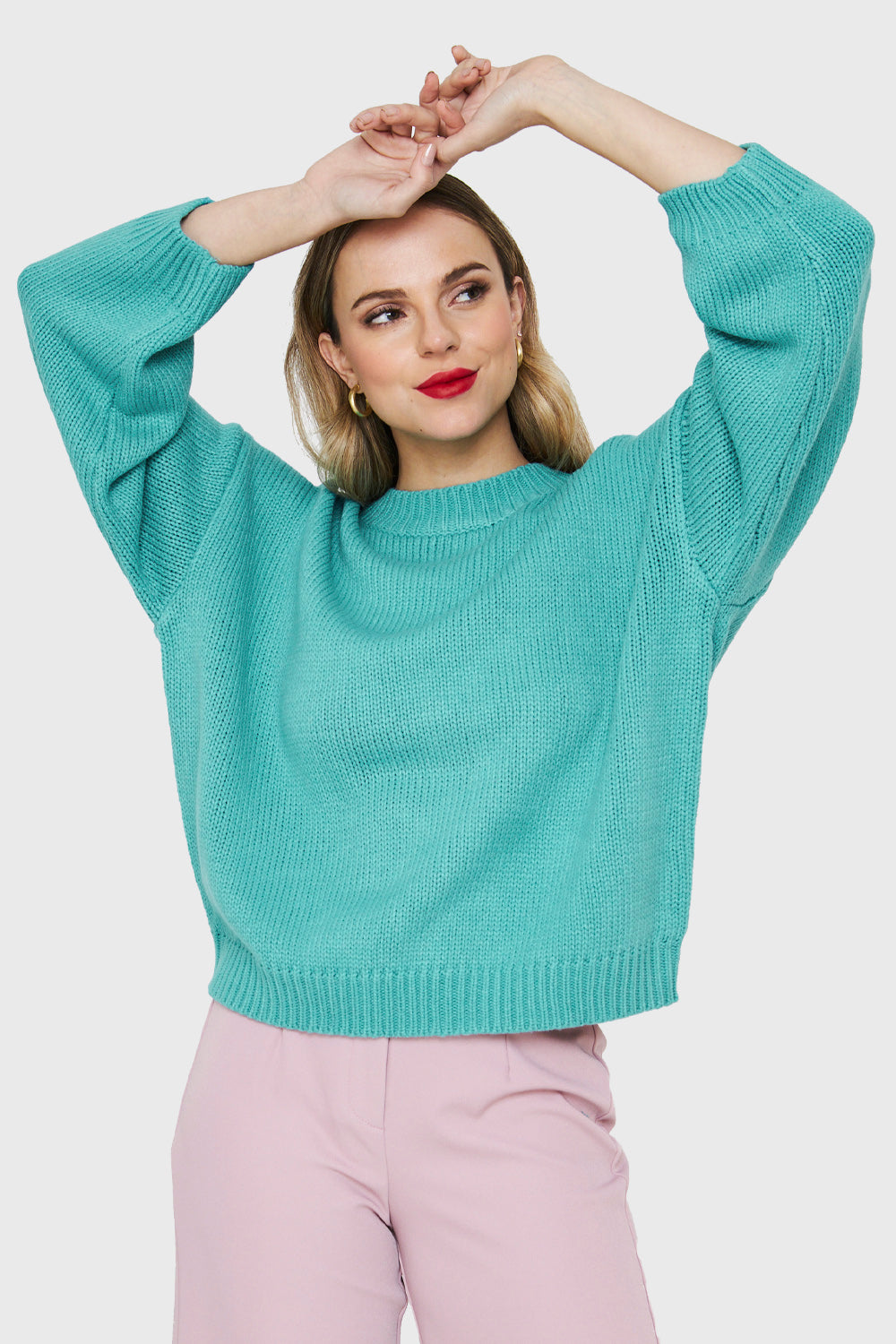 Sweater Básico Holgado Turquesa
