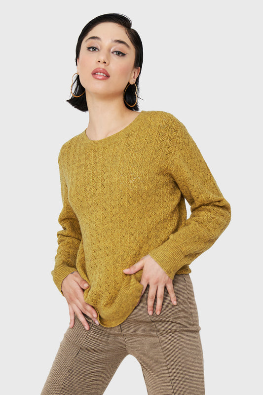 Sweater Punto Fantasía Mostaza