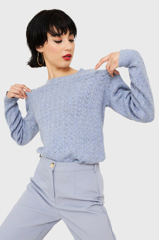Sweater Punto Fantasía Celeste