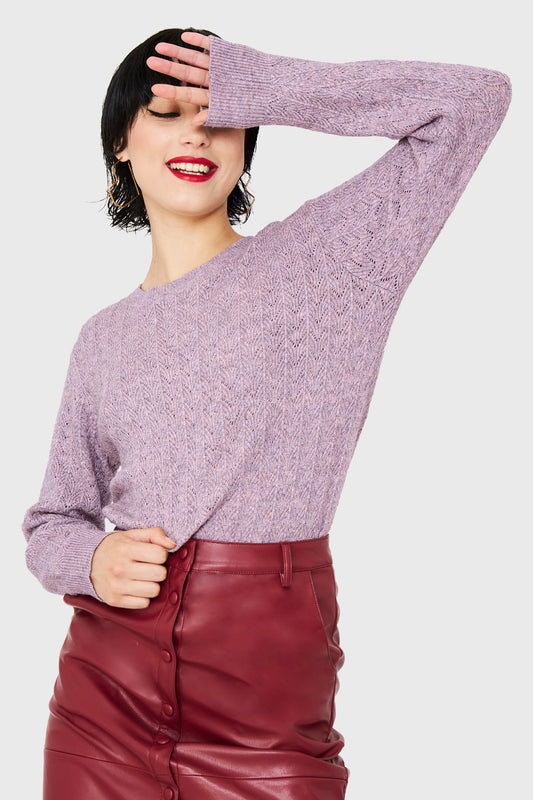 Sweater Punto Fantasía Lila