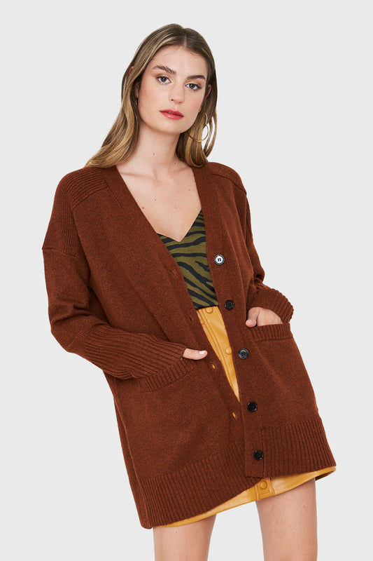 Cárdigan Botones Café