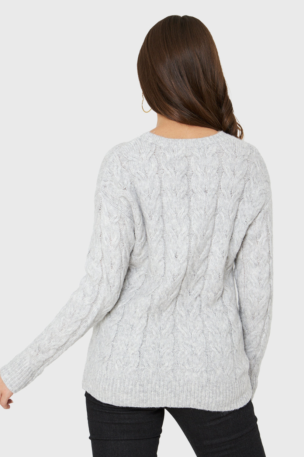 Sweater Trenzado Tipo Lana Gris