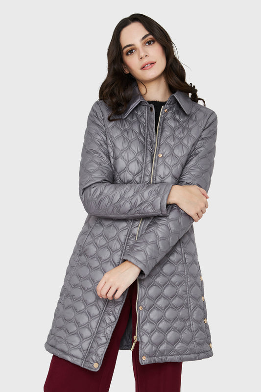 Parka Cierre y Broches Retro Gris