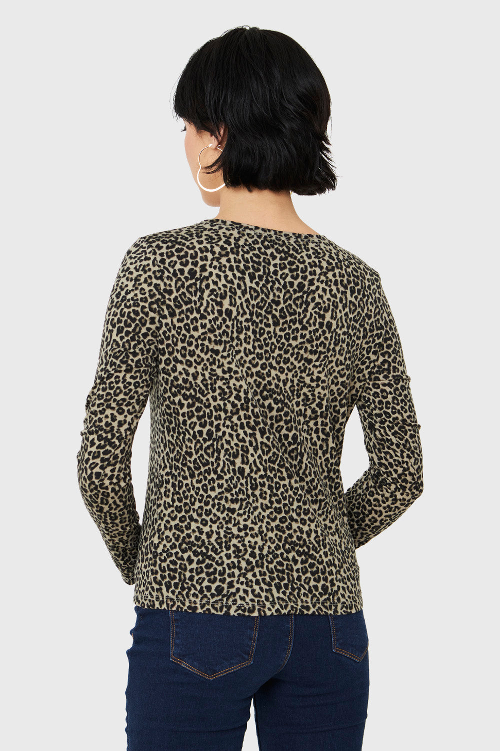 Polera Manga Larga Leopard Oliva