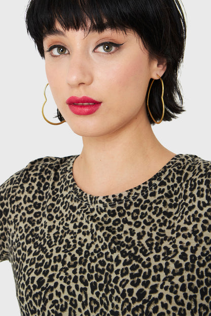 Polera Manga Larga Leopard Oliva