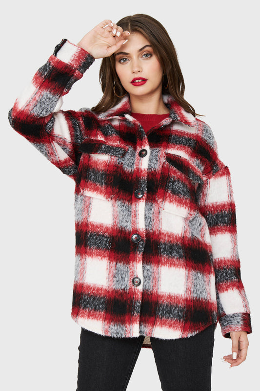 Chaqueta Camisera Cuadros Rojo