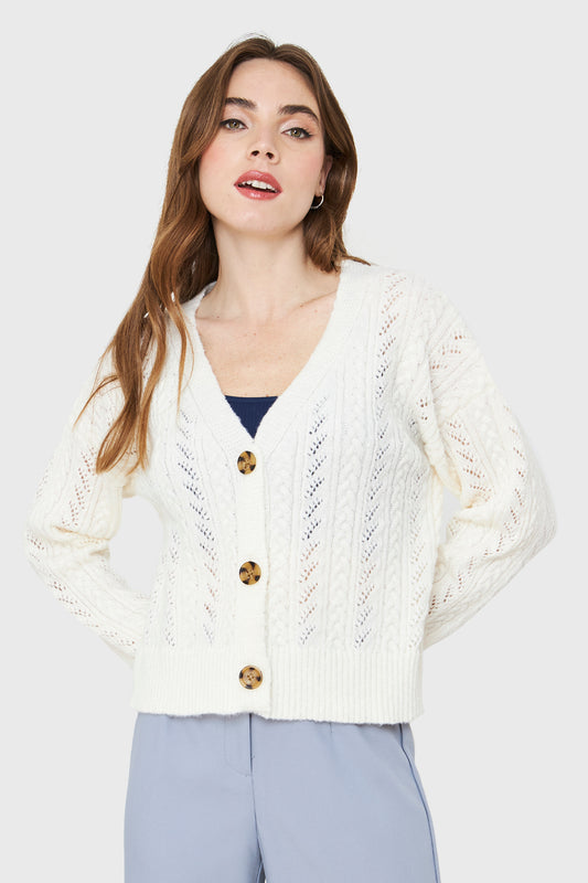 Cárdigan Punto Fantasía Crema