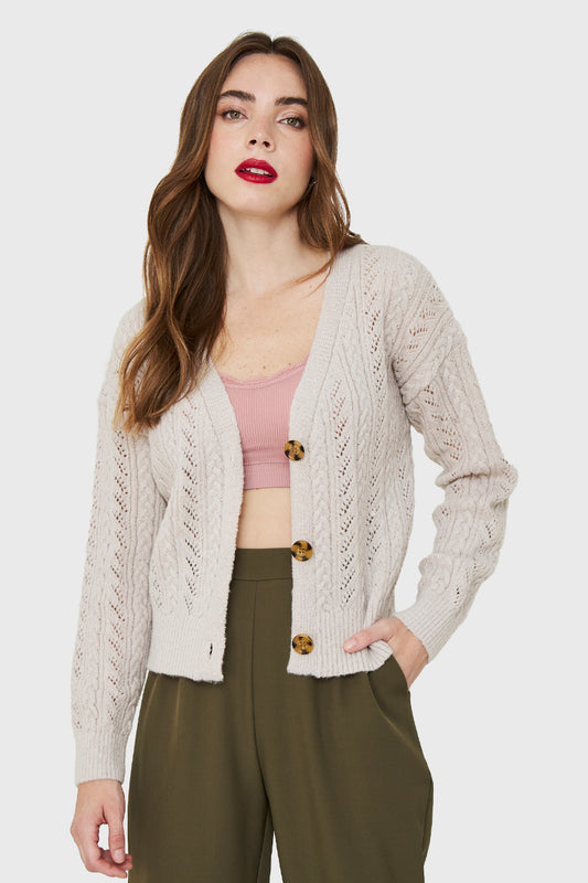 Cárdigan Punto Fantasía Beige