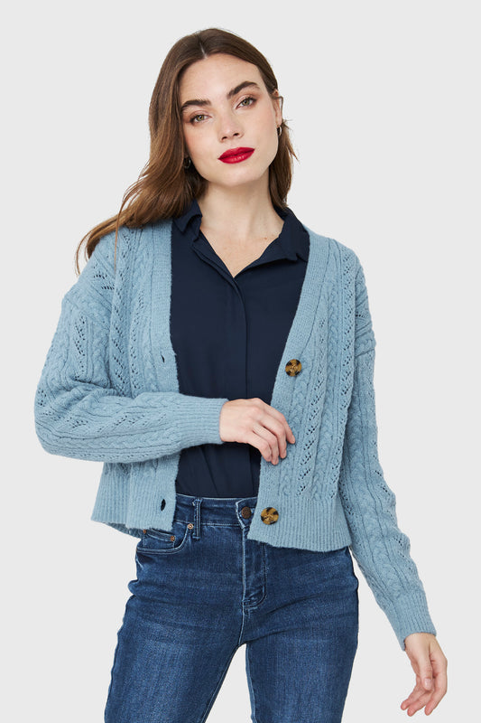 Cárdigan Punto Fantasía Celeste