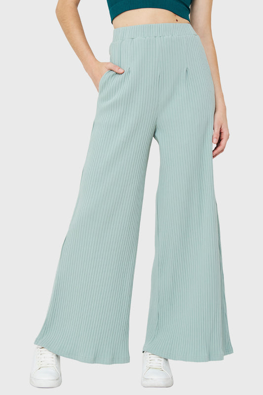 Pantalón Palazzo Acanalado Menta