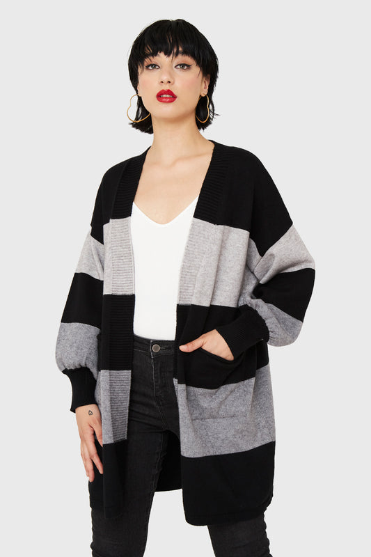 Cárdigan Rayas Negro